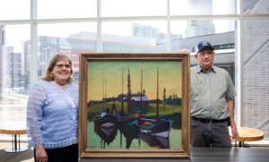 Bob Harrell, an alum from 1977, and his wife Kristin Kuhlman donated a painting by Harrell's uncle, Franz Lerch, an Austrian painter who left the country before the war because his wife was Jewish and he hated the Nazis. 